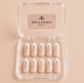 Basic classy white French tips with gold rhinestone handmade press-on Size- Small