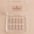 Xmas winter French tip handmade press-on nails with gold rhinestones Size- Small