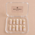 White and yellow French tips with lace designs and nail art press-on nails Size- Small