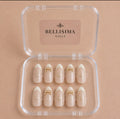 White French Tips with gold charm accessories handmade press-on nails Size-Medium