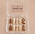 Autumn handmade press-on nails with gold detailing Size- Small