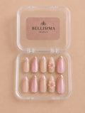 Pink glitter cat eye handmade press-on nails with gold chrome French Tips Size-Small