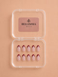 Red French handmade press-on nails with white pearls Size-Small