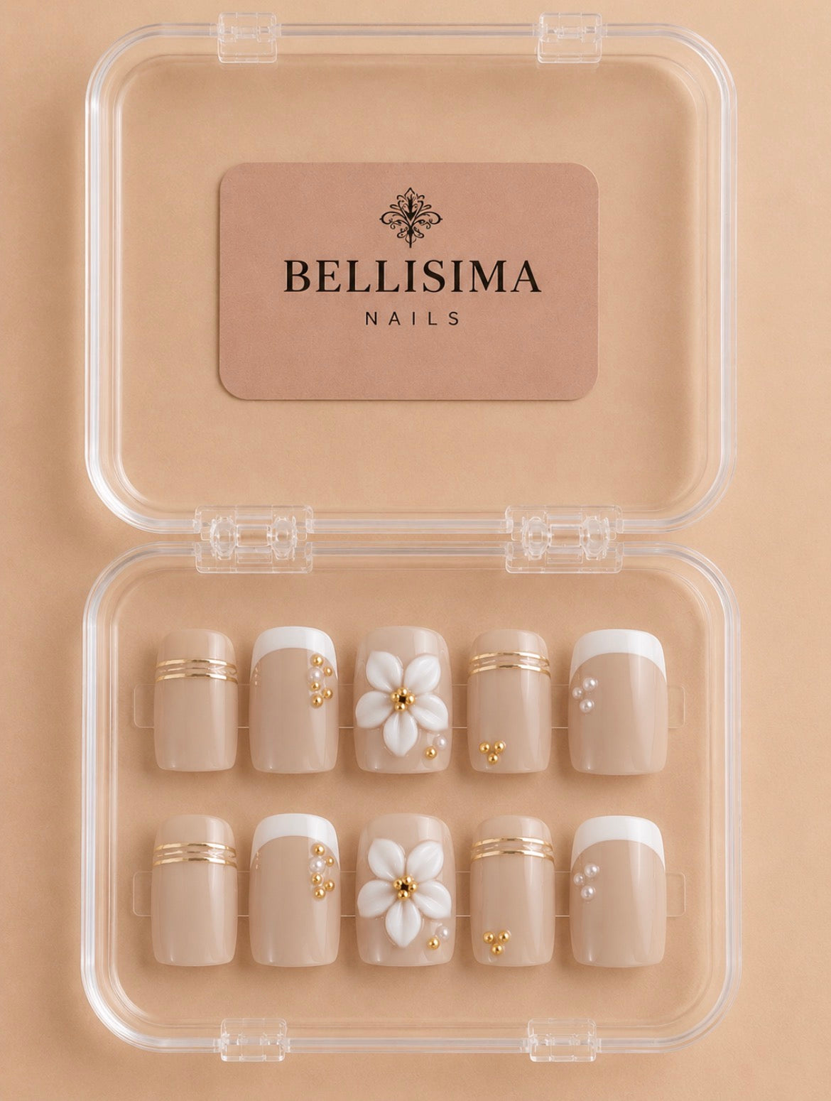 Ivory Pearl Handmade Press-On Nails Size-Medium